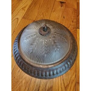 Discontinued allen + roth Bronze & Glass Leaf Flush Mount Ceiling Light
